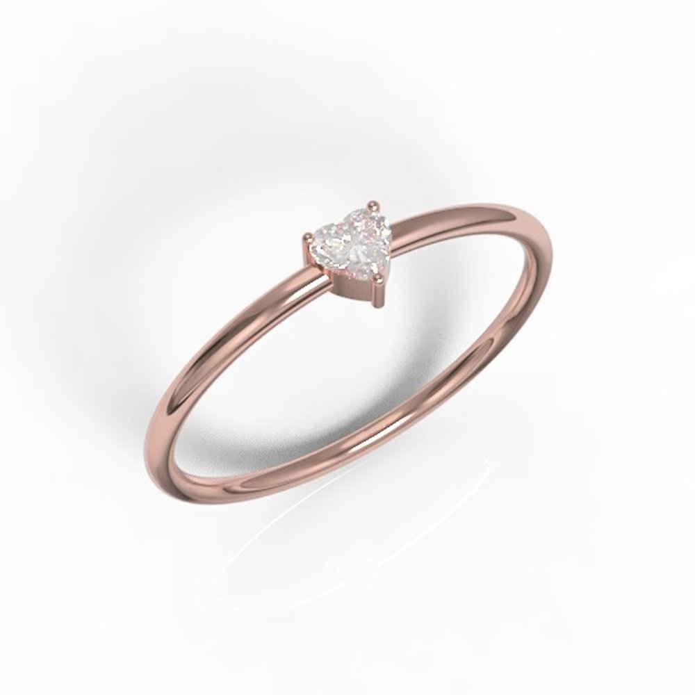 Valentines Rose Gold Simulated Diamond Heart Ring